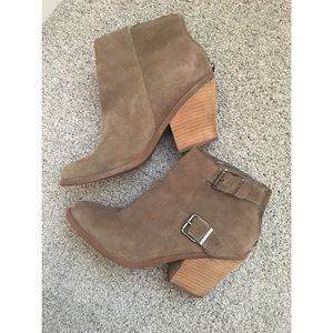 Lucky Brand Taupe Heeled Booties