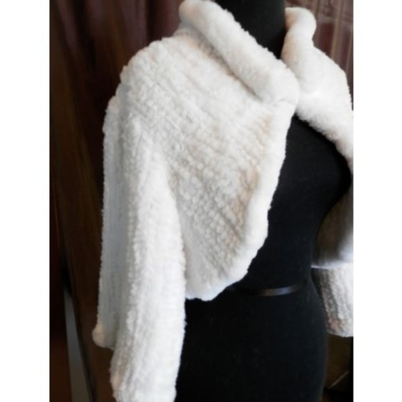 SOLD White rex rabbit fur bridal bolero/shrug - Picture 3 of 7