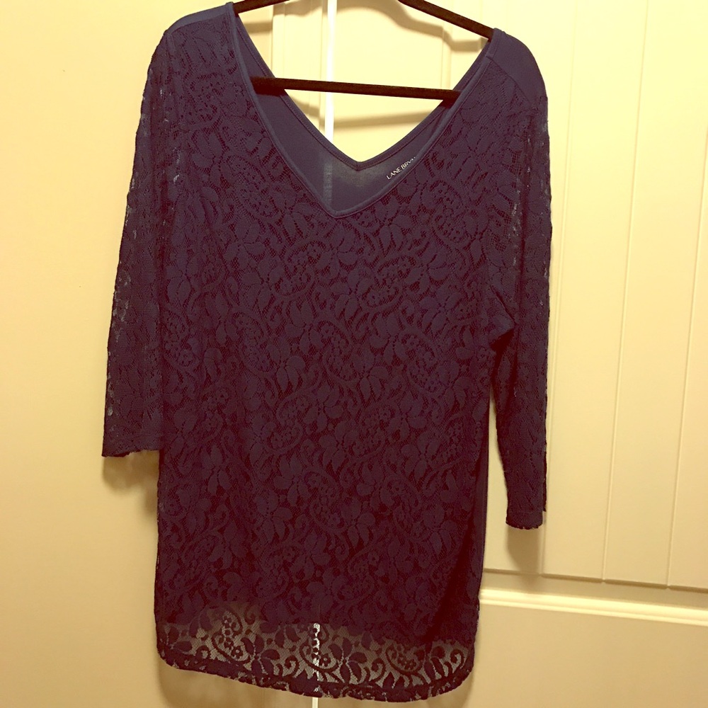 Lace Navy 3/4 sleeve shirt