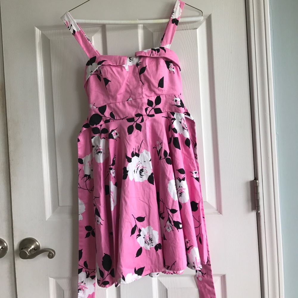 Pink and white floral dress