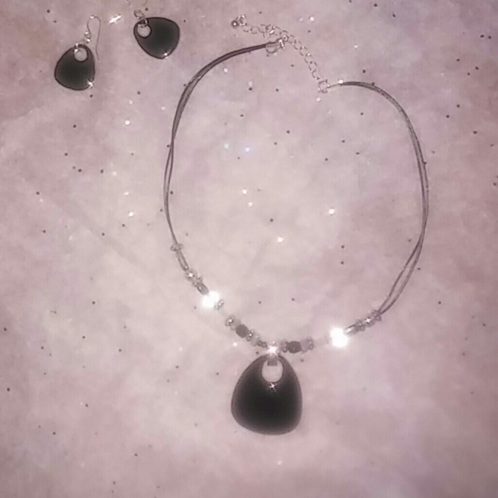 Black beaded choker necklace