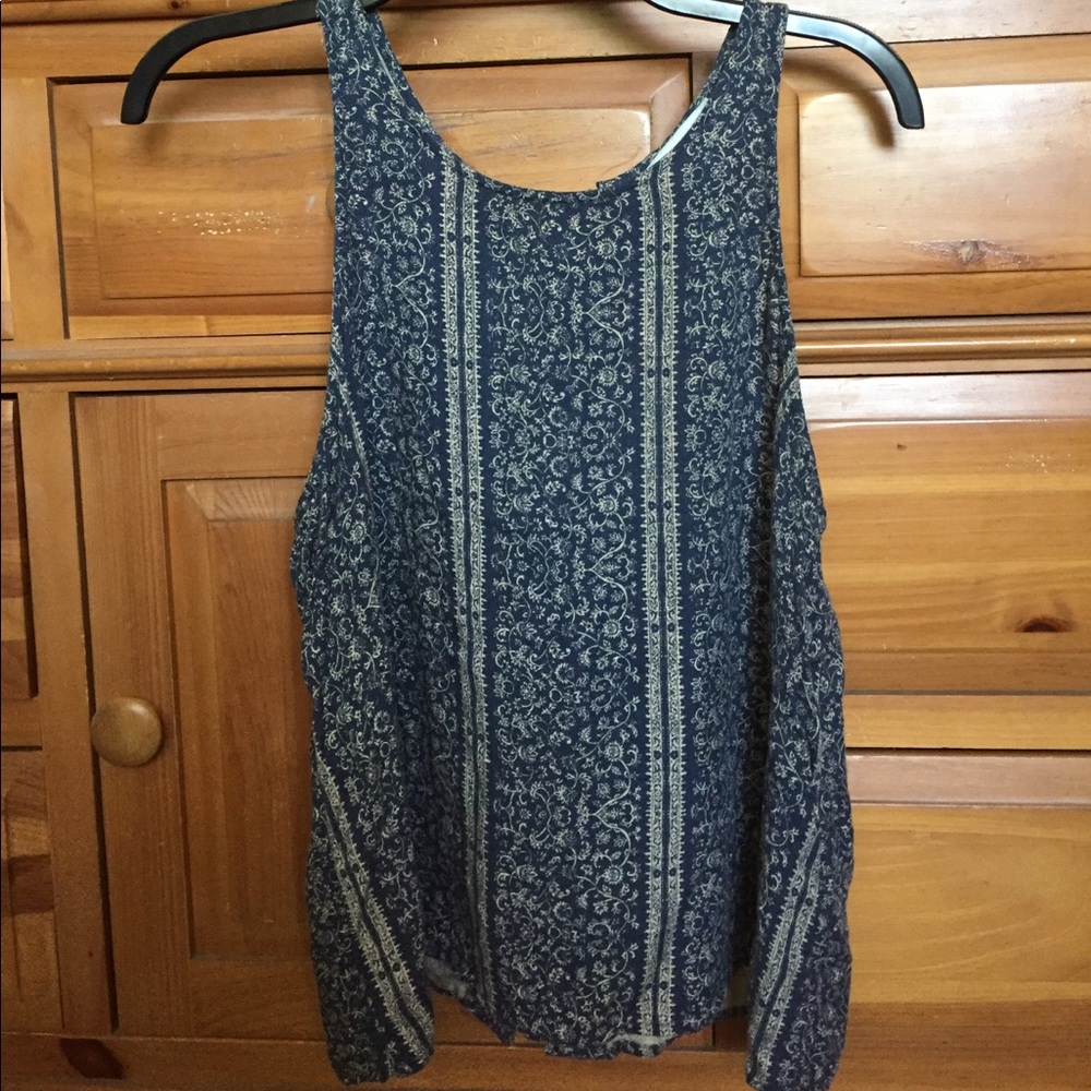 AEO printed lace back tank top