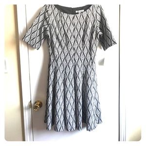 Black& Ivory elbow sleeve fit and flare dress