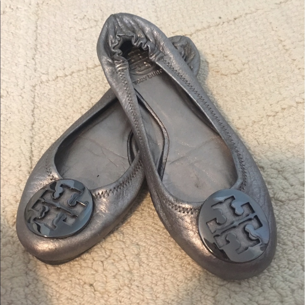 Authentic Silver Tory Burch Flats