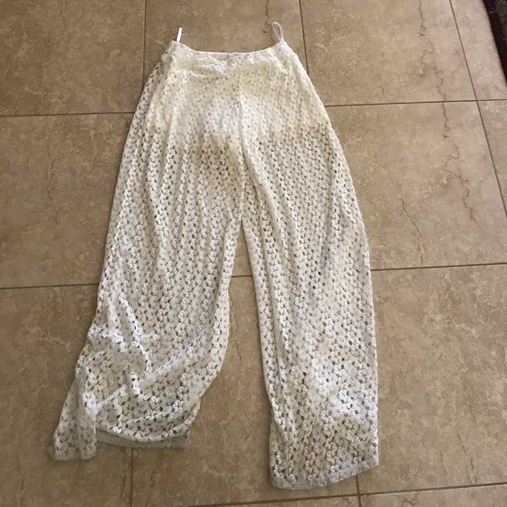 White see through pants with built in shorts