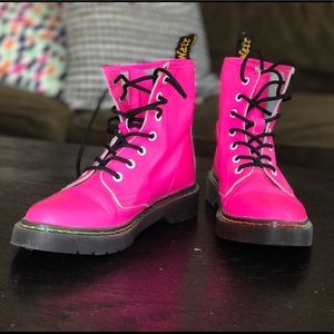 Super cute hot pink dr. Martens style boots