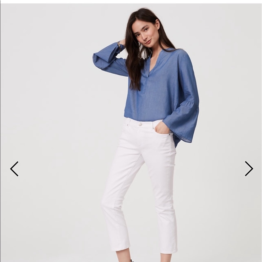Ann Taylor loft modern kick crop white jeans NWT