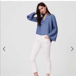 Ann Taylor loft modern kick crop white jeans NWT