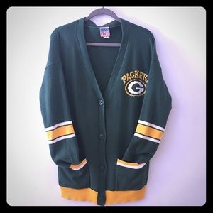 Green Bay Packers varsity-style cardigan sweater L