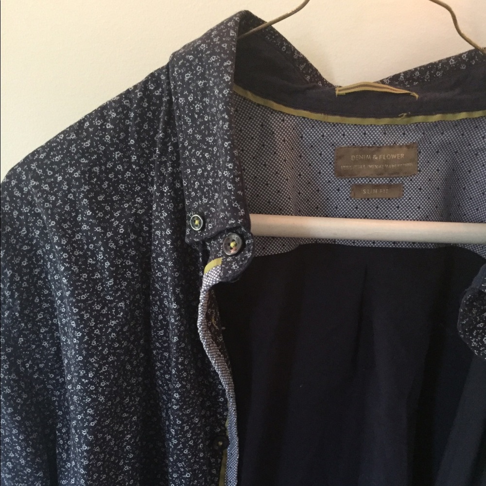 Men's large slim fit flowered button down