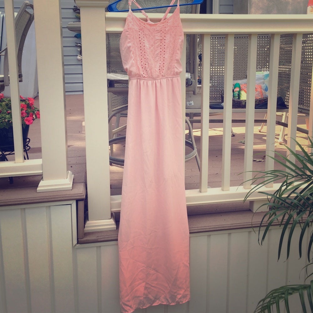 Long light pink summer dress