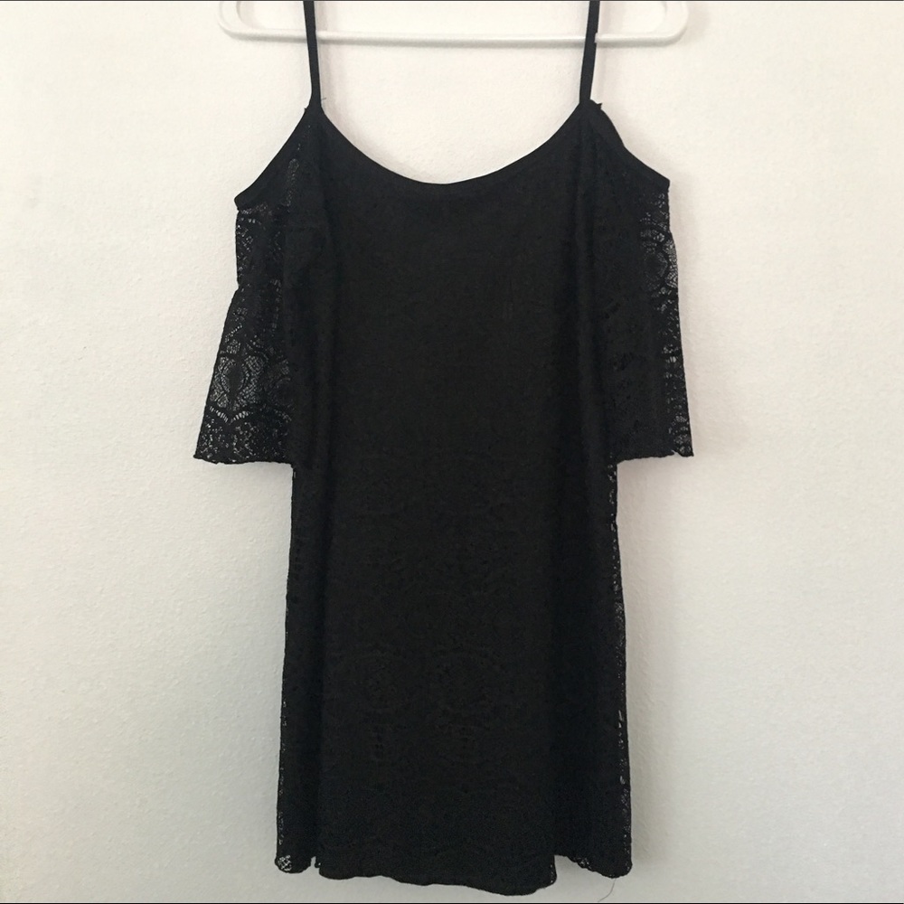 Black Lace Off The Shoulder Midi Dress