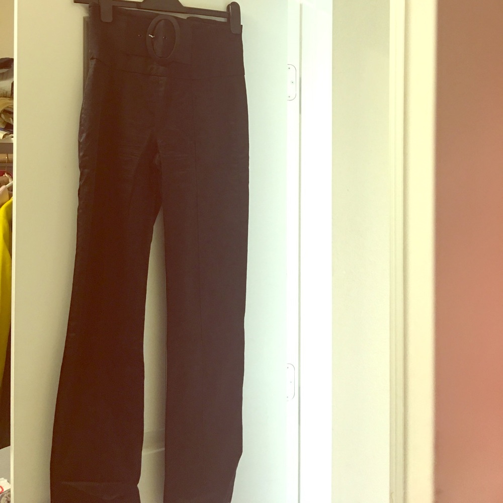 Bebe high waisted pants belt attached black tuxedo