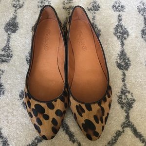 Madewell Sidewalk Skimmer Calf Hair Leopard Flats