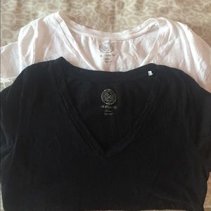 Two V-Necks: One black, one white