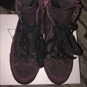 Red Suede Zipper Converse