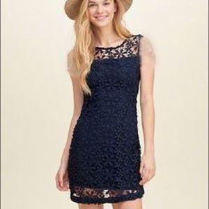 NWT Navy floral lace Hollister shift dress