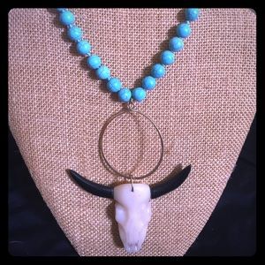 Bull necklace turquoise beading