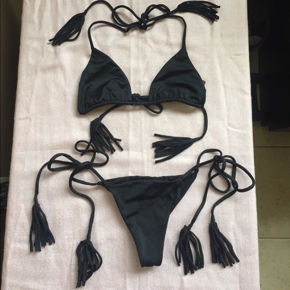 Black tassel bikini