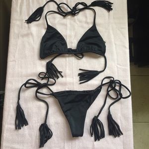 Black tassel bikini