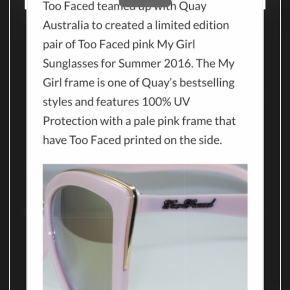 Quay x TOOFACED My Girl Sunglasses PINK NEW rare - Picture 6 of 8