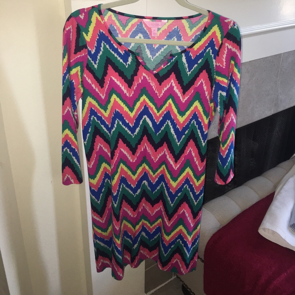 Lilly Pulitzer Chevron Shift Dress- SIZE XS