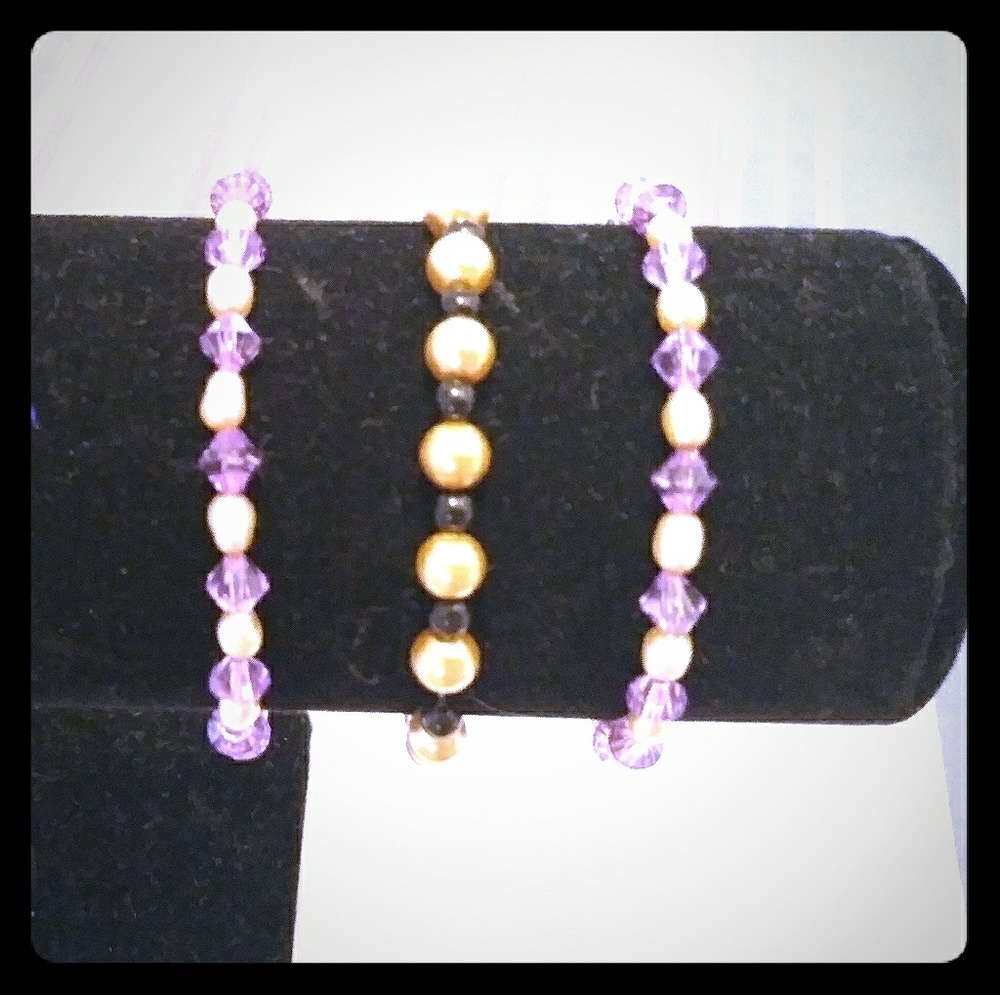 LSU & Saints fan stretch bracelets