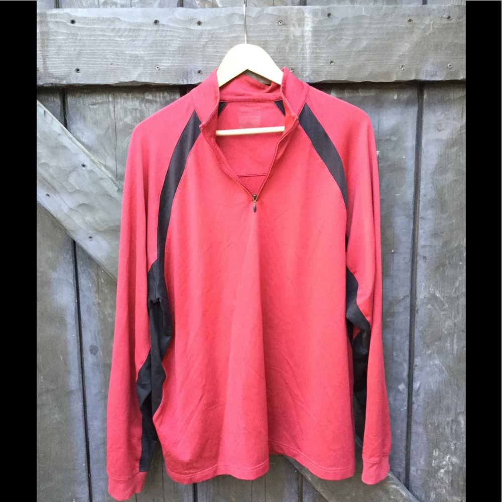 ADIDAS RED AND BLACK ZIP UP