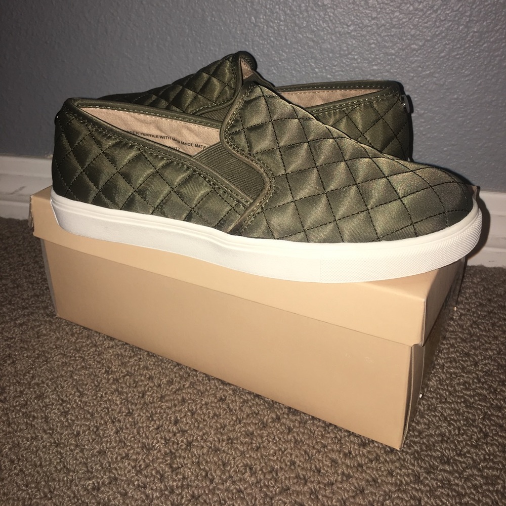 Olive Green Slide On Sneakers.