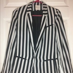 Silence and noise black and white striped blazer