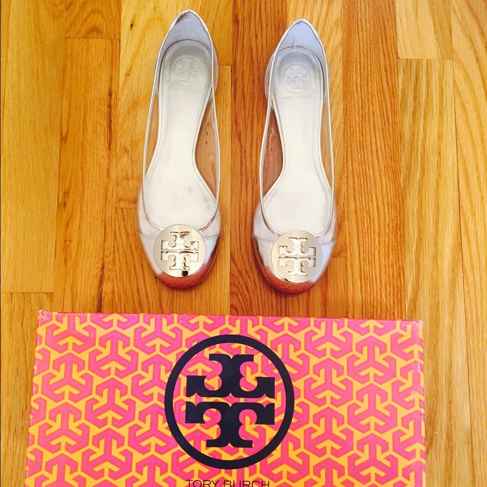 🇺🇸Sale Tory Butch Clear & Silver  Ballet Flats❗️