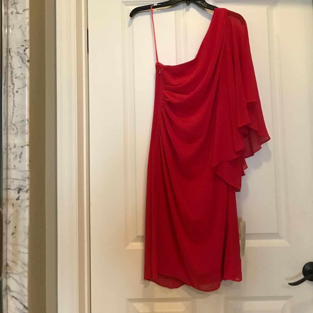 Red off the shoulder dress