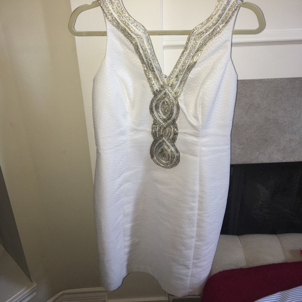 White Embroidered Summer Formal Dress- size 8