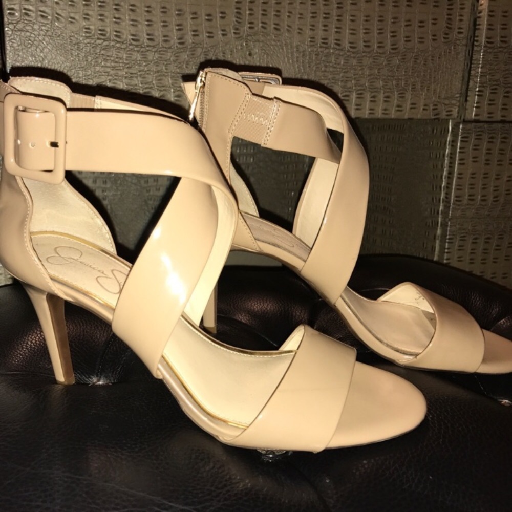 Jessica Simpson Nude Strappy Heels