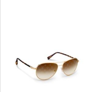 Louis Vuitton unisex aviator gold sunglasses