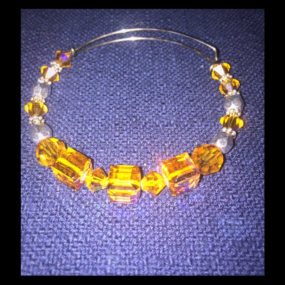 Handmade Swarovski Crystal Beaded Bracelet Topaz