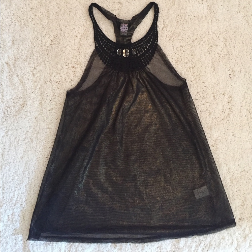 Free People Metallic top with Jewel Detail, Small