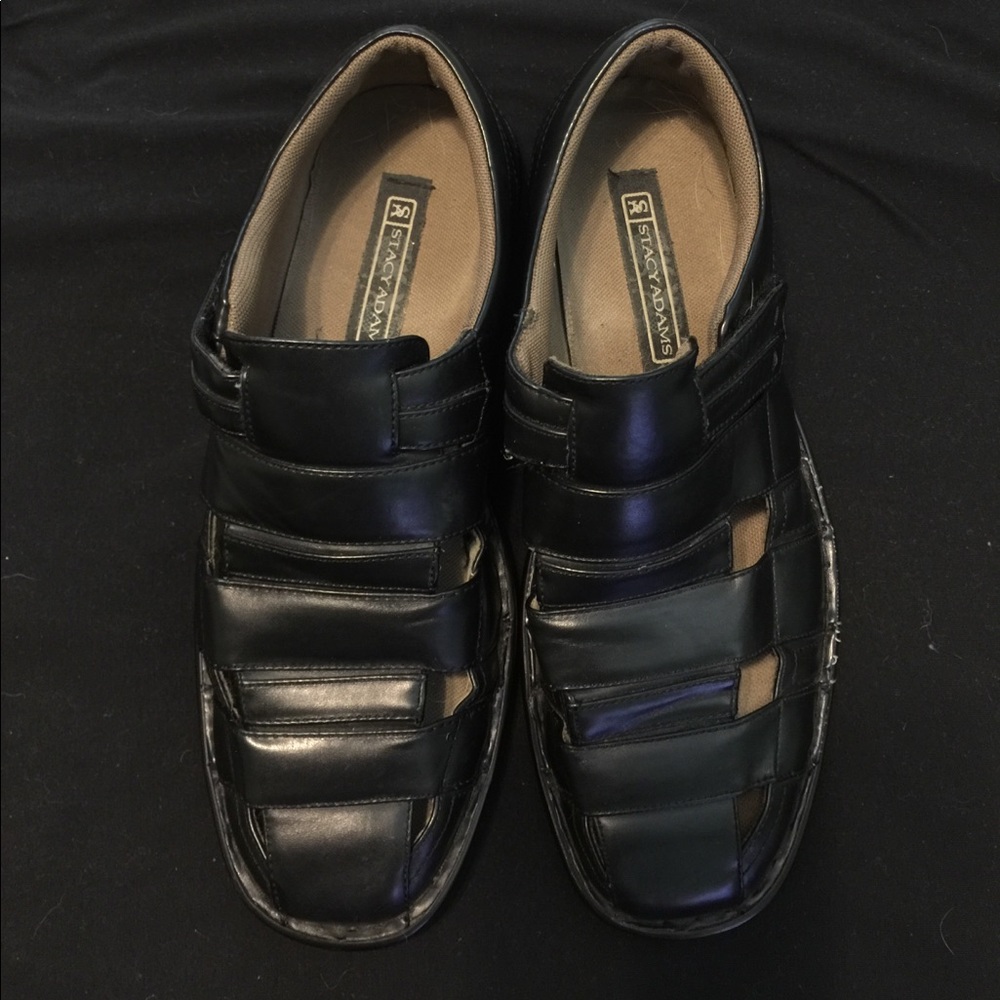 Men's Black Stacy Adams Dress Sandals SZ 9.5.