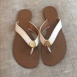Tory Burch White Leather Thong Sandal size 6