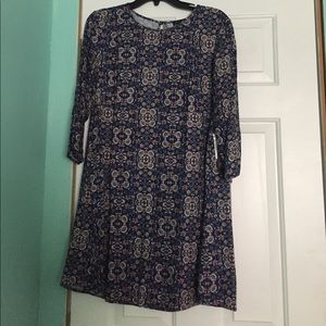 Navy dress with off pink flowers