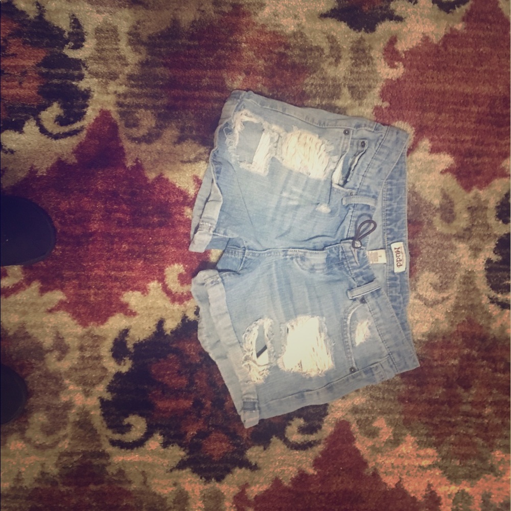 High rise distressed shorts