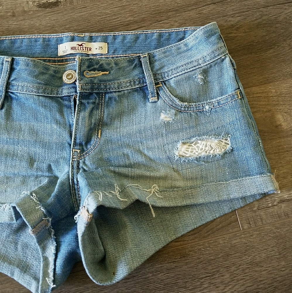 Low-ride denim short-shorts