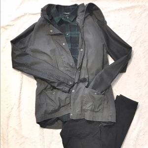 Forever21 leather sleeved grey light anorak jacket