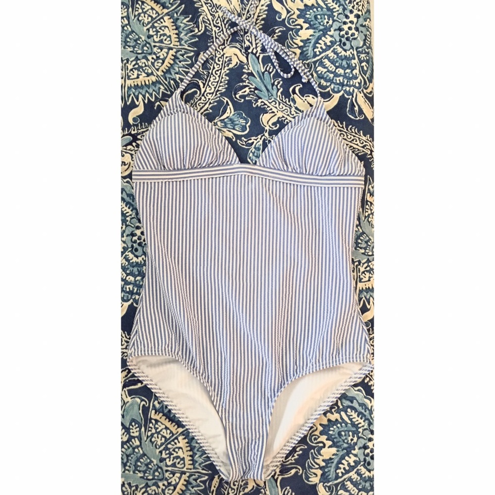 J. Crew seersucker swimsuit 🦀