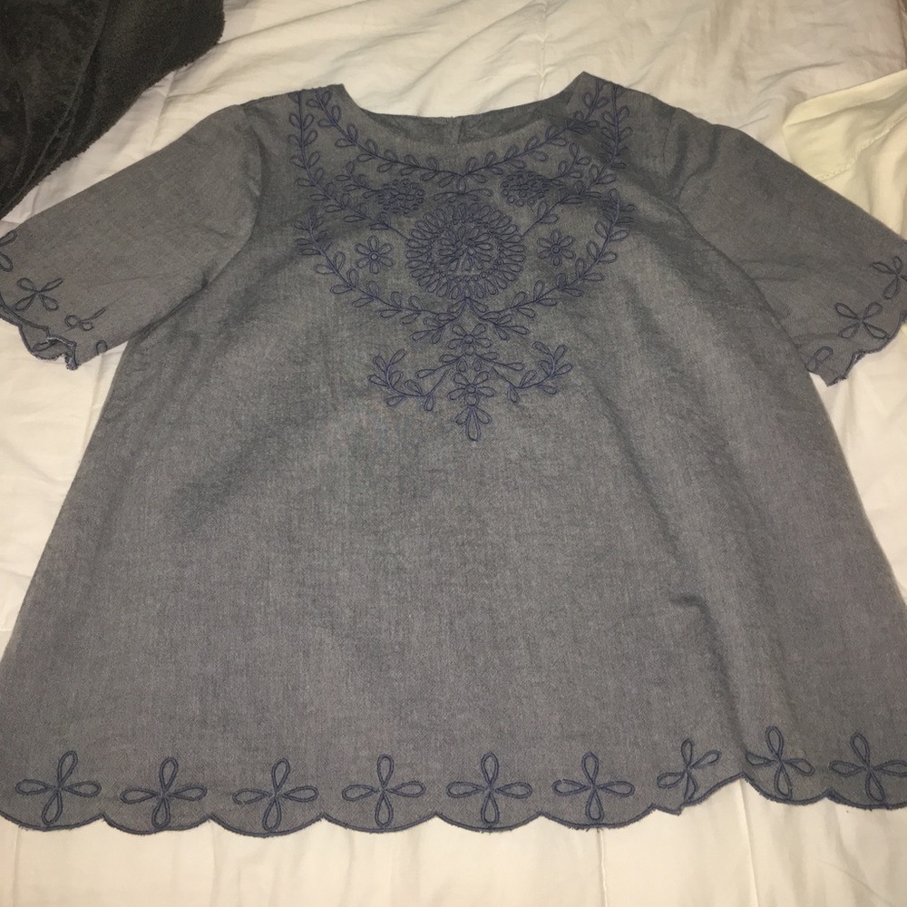 Chambray Embroidered Summer Top