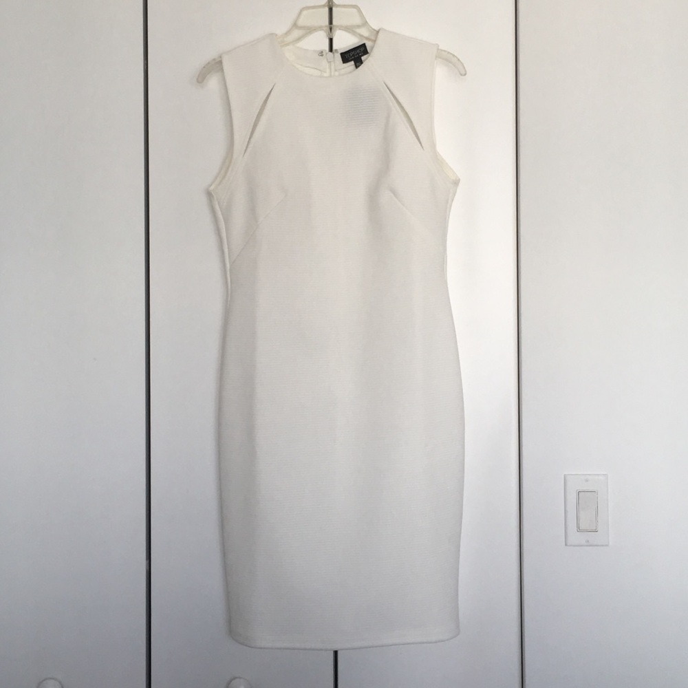 White Shoulder Splice Bodycon Dress