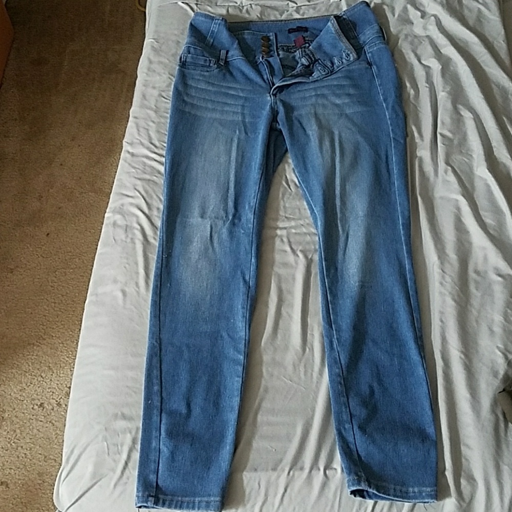 High waisted button up skinny jeans