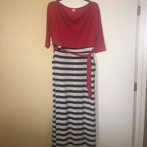 Flirty Pink Red and Black Maxi Dress