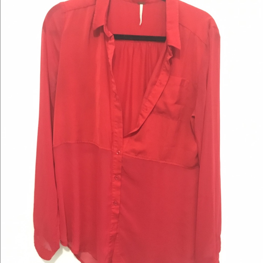 FREE PEOPLE sheer silk blouse