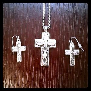 Cross necklace with matching cross earrings